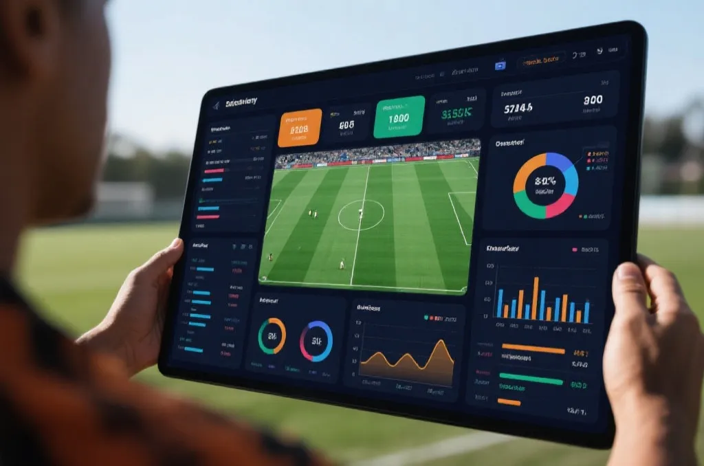sports analytics dashboard showing match statistics and data visualization